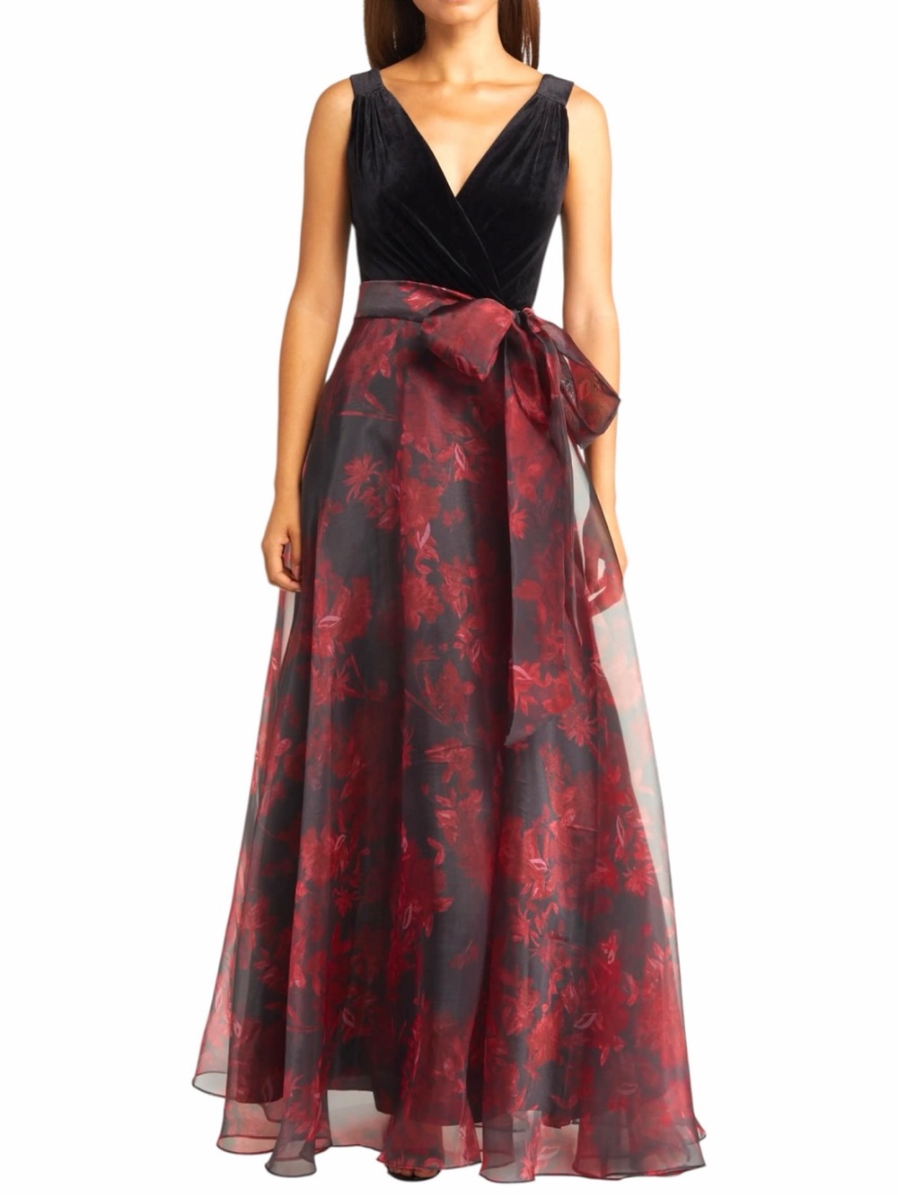 ELIZA J Mixed Media Sleeveless Gown Size 14